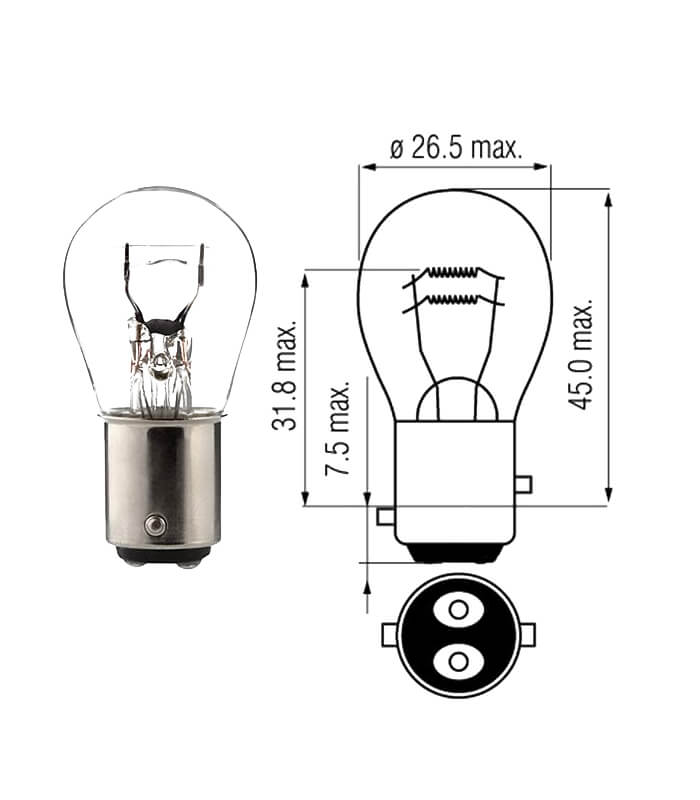 MotoPro Lampe 12V 10/5W BAY15D