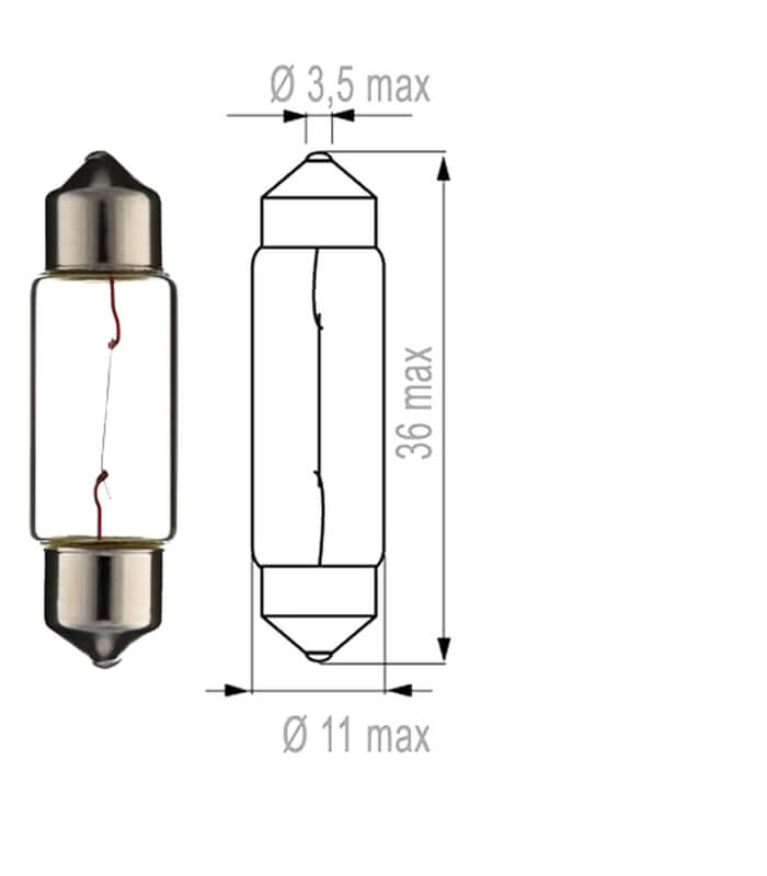 MotoPro Lampe 12V 10W Soffitte 11 x 38mm SV8,5