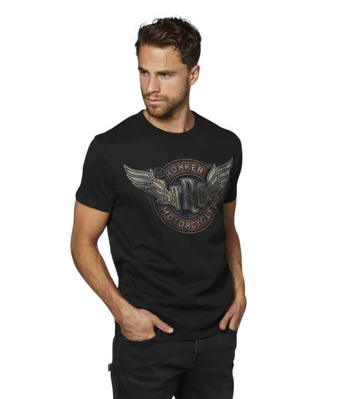 Rokker Wings Herren T-Shirt Schwarz