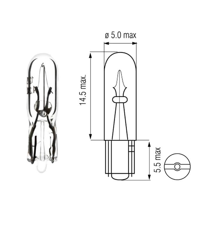 MotoPro Lampe 12V 1,2W Glassockel 2,0x4,6