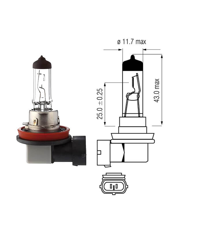 MotoPro Halogenlampe 12V 55W H11 PG3