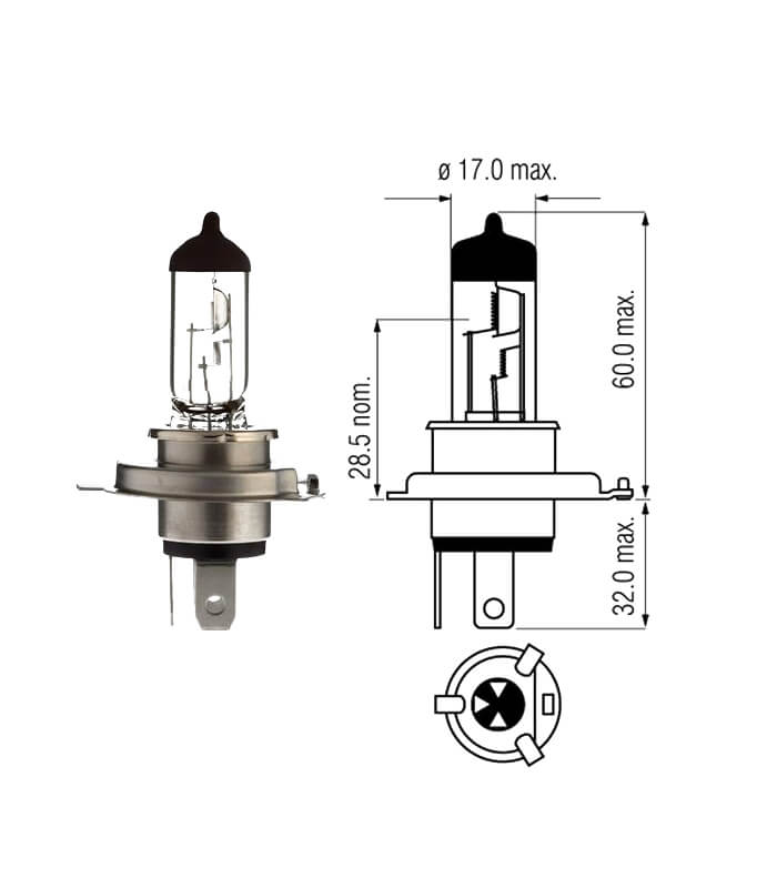 MotoPro Halogenlampe 12V 100/80W H4 P43T