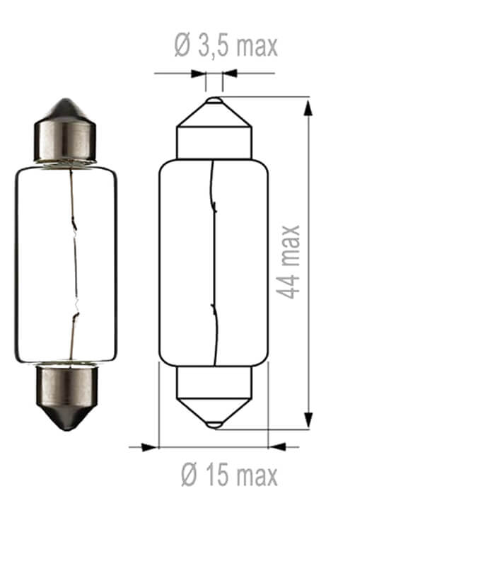 MotoPro Lampe 12V 15W Soffitte 13 x 44mm SV8,5