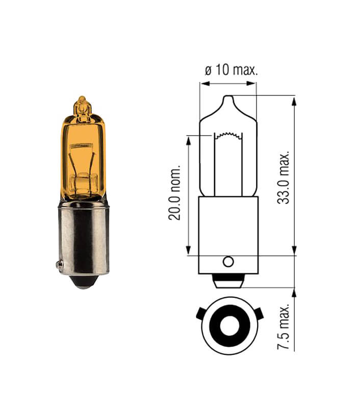 MotoPro Lampe 12V 10W Halogen BAY9s ORANGE