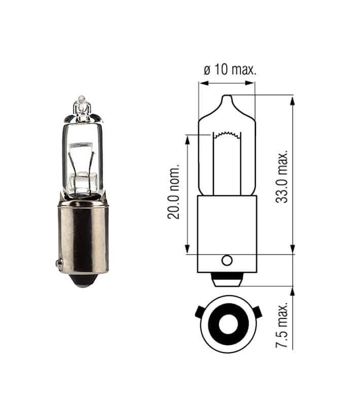 MotoPro Lampe 12V 10W Halogen BAY9s